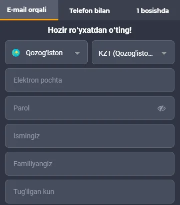 JVSpinBet saytida ro'yxatdan o'tish va tizimga kirish