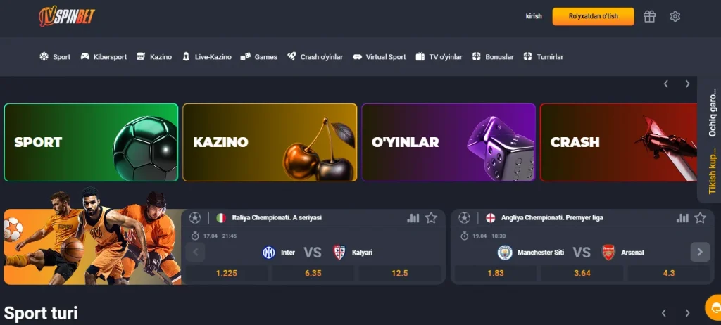 JVSpinBet rasmiy veb-sayti