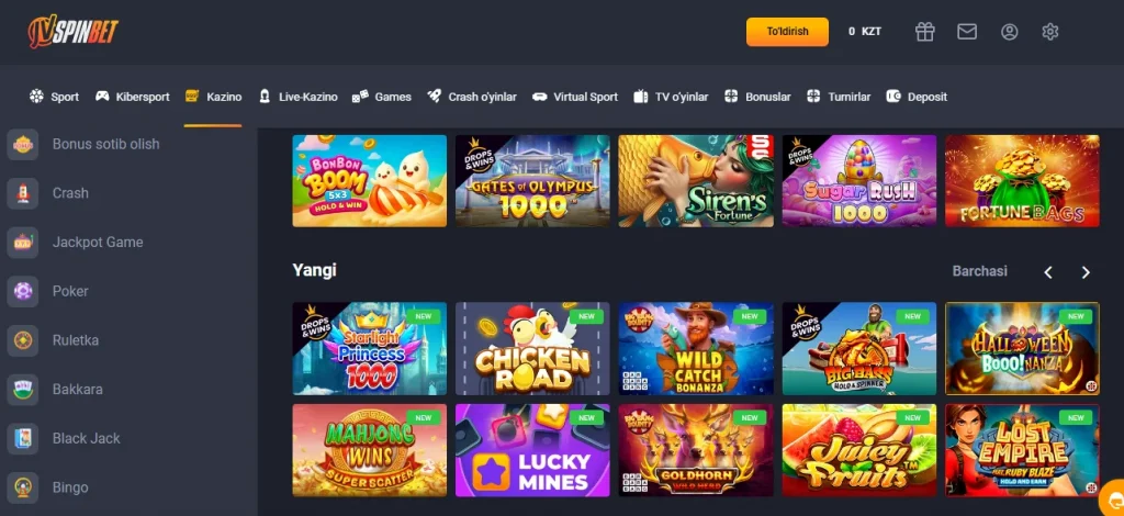 Slots on the JVSpinBet website
